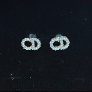 Elegant Gold and CZ Stud Earrings.
